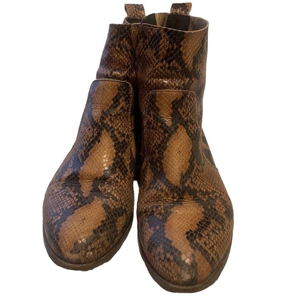 Women's fall ankle boot western coastal cowgirl snakeskin leather booties SZ 9.5 - Picture 2 of 4